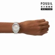 【FOSSIL 官方旗艦館】Vale 經典鑽圈三眼計時女錶 銀色不鏽鋼錶帶手錶 34MM BQ3657