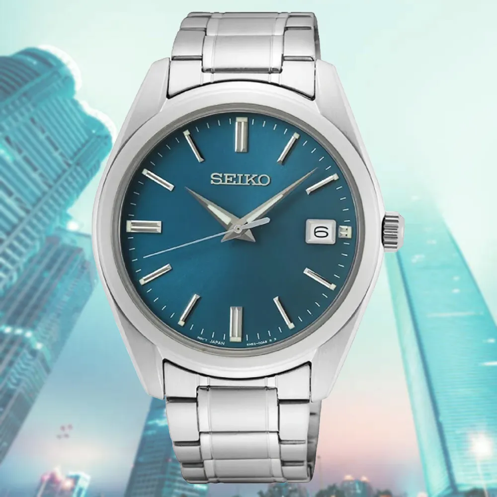 【SEIKO 精工】CS系列 現代簡約 時尚紳士石英錶-湖水藍40mm_SK028(SUR525P1/6N52-00A0U)