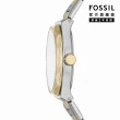 【FOSSIL 官方旗艦館】Eevie 質感藍金優雅女錶 金色x銀色不鏽鋼錶帶指針手錶 36MM BQ3948