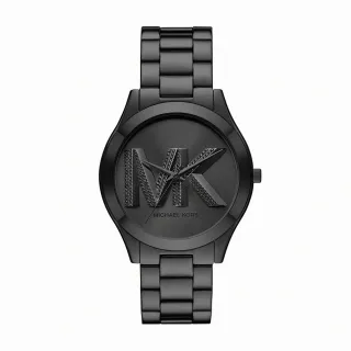 【Michael Kors 官方直營】Slim Runway 輕盈漫步系列LOGO女錶 黑色不鏽鋼錶帶手錶 42MM MK4734