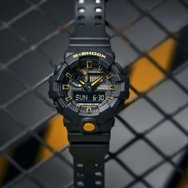 【CASIO 卡西歐】G-SHOCK 酷炫  搶眼黑黃色 雙顯腕錶53.4 mm(GA-700CY-1A)