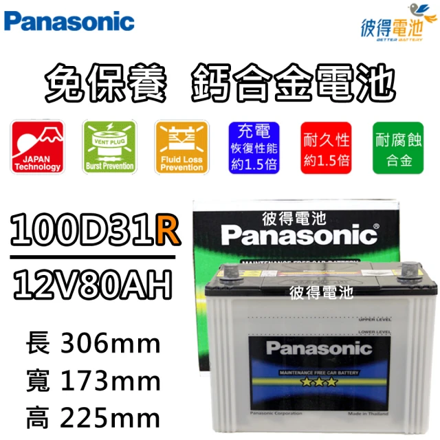 Panasonic 國際牌 100D31R 免保養鈣合金汽車