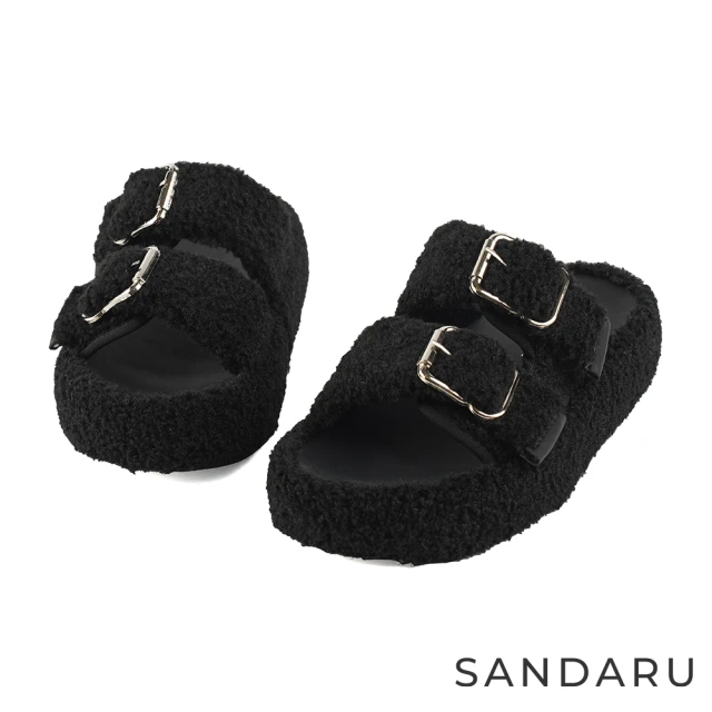 SANDARU 山打努 雨靴 防水鋸齒造型厚底切爾西靴(黑)