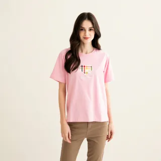 【Arnold Palmer 雨傘】女裝-胸前心形品牌LOGO刺繡T恤(粉紅色)