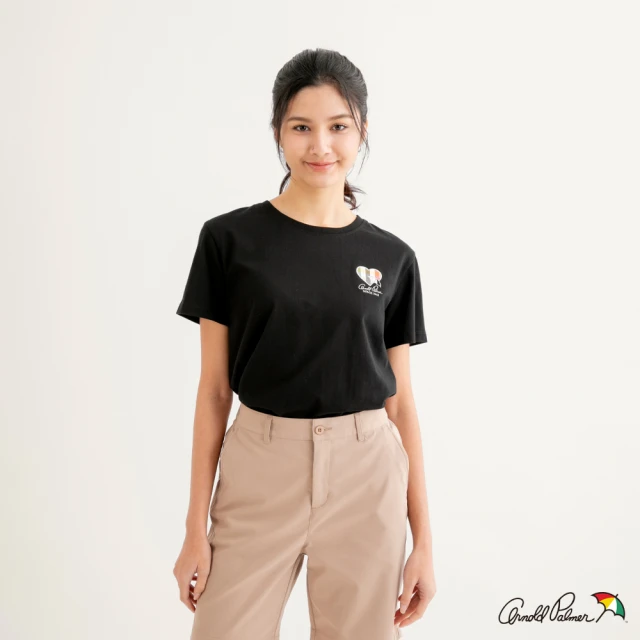 Arnold Palmer 雨傘 女裝-心形品牌LOGO刺繡T恤(黑色)