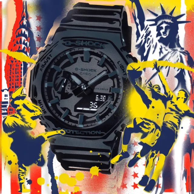 【CASIO 卡西歐】G-SHOCK 八角形錶殼 全黑 電子錶(GA-2100-1A1)