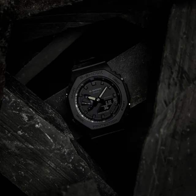 【CASIO 卡西歐】G-SHOCK 八角形錶殼 全黑 電子錶(GA-2100-1A1)