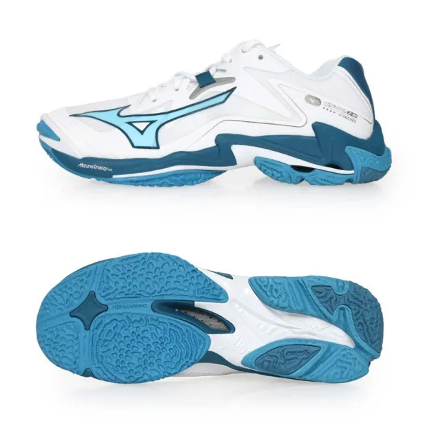 【MIZUNO 美津濃】WAVE LIGHTNING Z8 男排球鞋-訓練 美津濃 白水藍墨藍(V1GA240021)