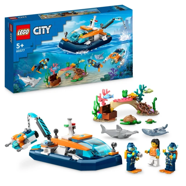 【LEGO 樂高】城市系列 60377 探險家潛水工作船(玩具船 兒童積木 DIY積木)