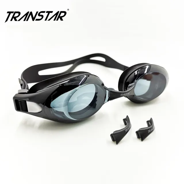 【TRANSTAR 全適達】度數泳鏡 抗UV塑鋼鏡片-按鍵式扣帶(黑色200-800度)