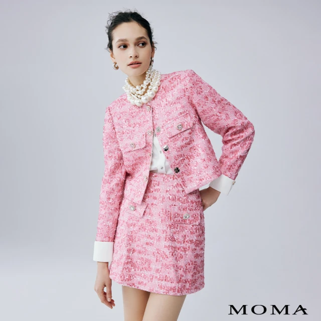 MOMA 甜美跳色包邊背心洋裝(粉色)好評推薦