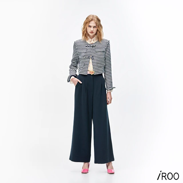 iROO 領口伸縮滿版花朵撞色流行時尚長連身褲評價推薦