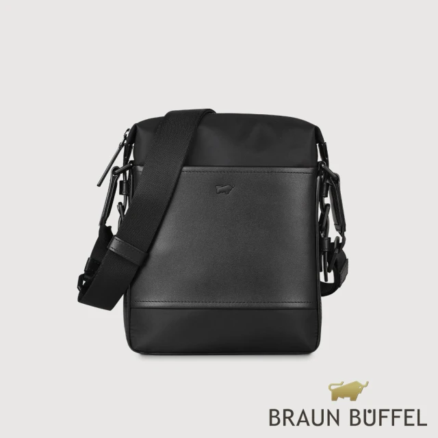 BRAUN BUFFEL 德國小金牛 台灣總代理 尼爾-B 直式斜背包-黑色(BF522-17-BK)