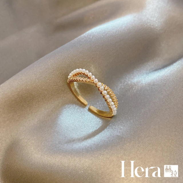 【HERA 赫拉】日系輕奢氣質時尚交叉珍珠戒指 H112122604(交叉珍珠戒指)