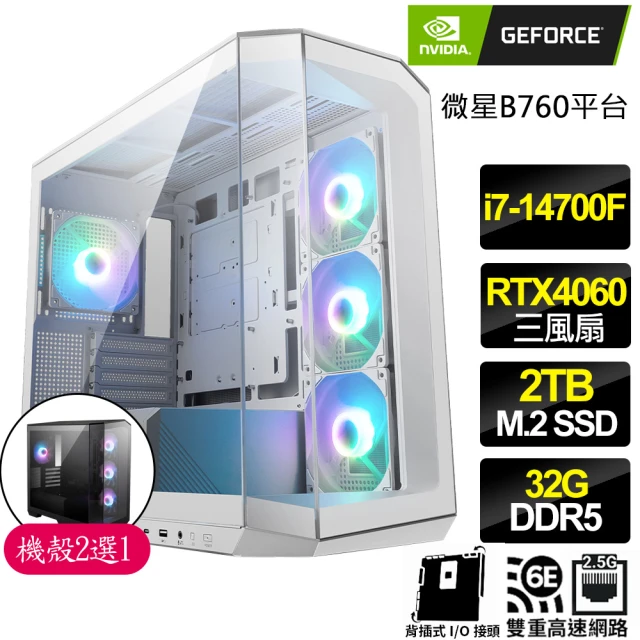 NVIDIANVIDIA i7二十核Geforce RTX4060{束手無策}背插電競電腦(i7-14700F/B760/32G/2TB)