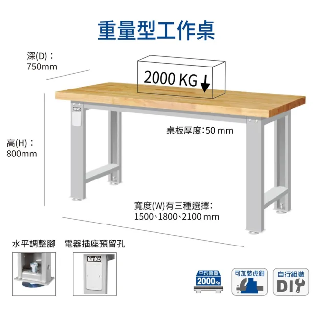 TANKO 天鋼】WA-57N 重量型工作桌耐衝擊桌板150X75 cm(工作桌工作台 