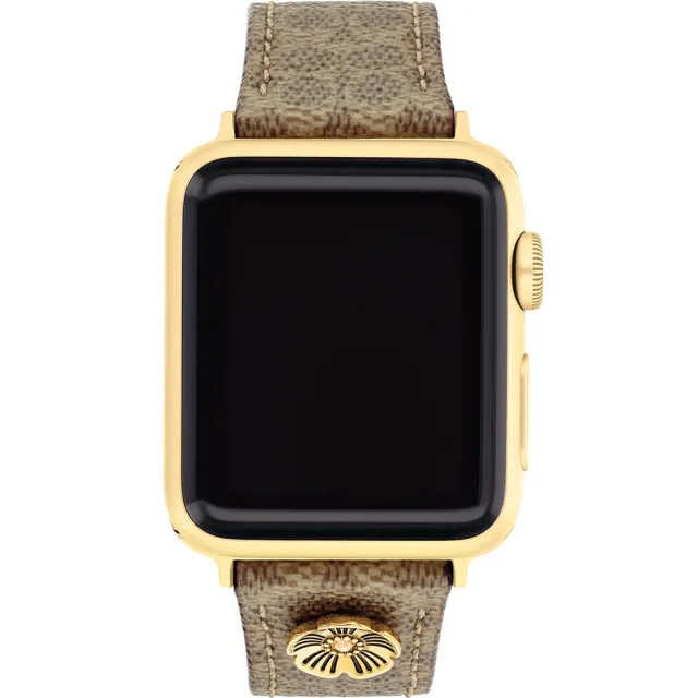 【COACH】Apple Watch 錶帶 38/41/42mm 適用 皮錶帶 - 褐色C字(不含手錶)