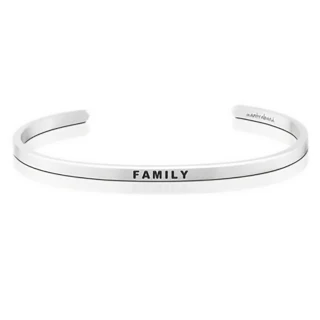 【MantraBand】美國悄悄話 FAMILY 永遠的家人與支持 銀色手環(悄悄話手環)