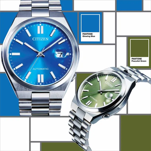 【CITIZEN 星辰】Mechanical系列 PANTONE 限定款 沉穩綠 機械腕錶 禮物推薦 畢業禮物(NJ0158-89Z)
