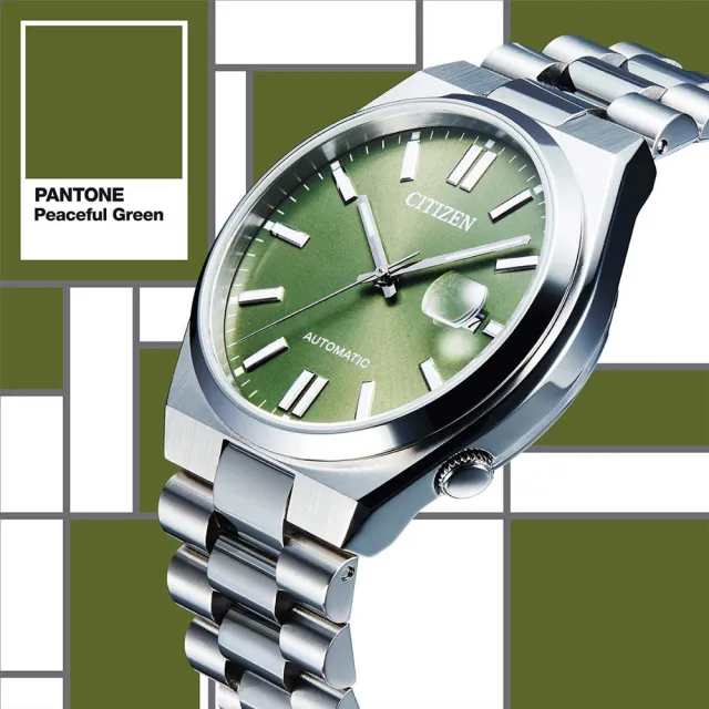 【CITIZEN 星辰】Mechanical系列 PANTONE 限定款 沉穩綠 機械腕錶 禮物推薦 畢業禮物(NJ0158-89Z)