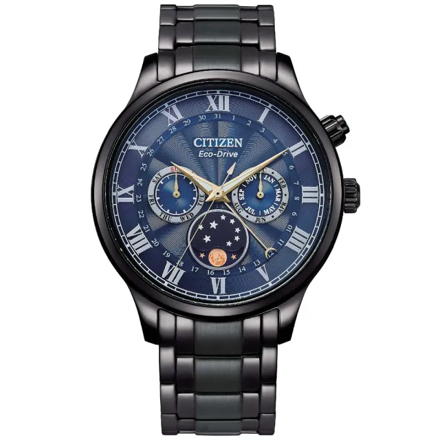 【CITIZEN 星辰】GENTS系列 光動能 月相盈虧顯示 時尚腕錶 母親節 禮物 推薦(AP1055-87L)