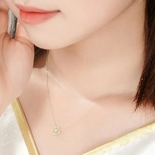 【me.luxe】K10黃K復古窗花3.5分鑽石鍊(日本輕珠寶網路銷售NO.1)