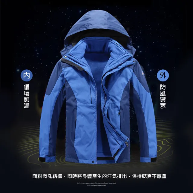 【Billgo】*現貨*L-3XL女款禦寒兩件套外套 三合一防風防潑水連帽外套(機能、三合一)