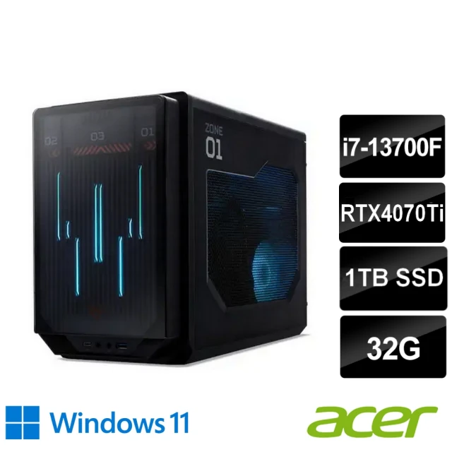 【Acer 宏碁】27型2K電競螢幕組★i7 RTX4070Ti電競電腦(Predator/i7-13700F/32G/1T SSD/RTX4070Ti/W11)