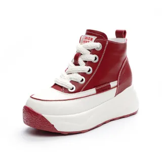 【JP Queen New York】韓版高筒綁帶厚底內增高女款休閒鞋(4色可選)