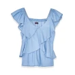 【5th STREET】女裝荷葉領修身短袖T恤-拔淺藍