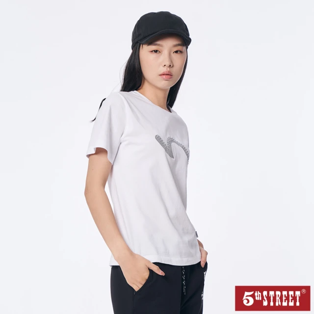 【5th STREET】女裝經典LOGO短袖T恤-白色