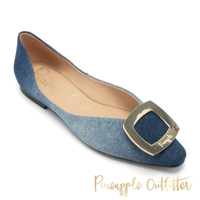 Pineapple OutfitterPineapple Outfitter FAZEL 單寧方釦挖空平底鞋(深藍色)