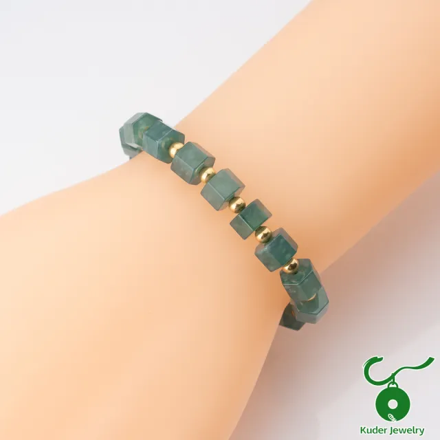 【K.D.J 圓融珠寶】天然翡翠手珠 滿綠六角形氣質手串