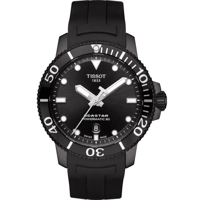 【TISSOT 天梭】水鬼 Seastar 海洋之星陶瓷潛水機械錶-PVD/43mm 開學(T1204073705100)