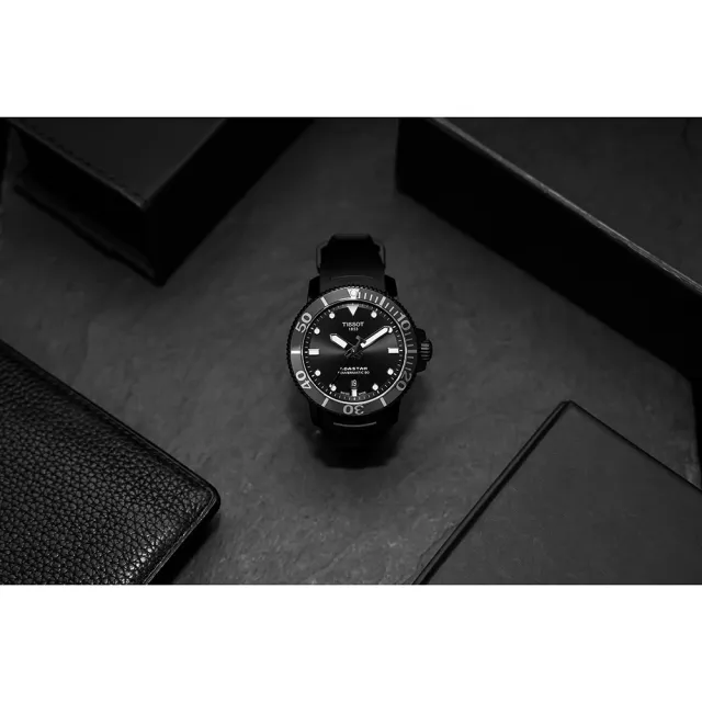 【TISSOT 天梭】水鬼 Seastar 海洋之星陶瓷潛水機械錶-PVD/43mm 開學(T1204073705100)