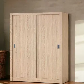 【本木】烏索普大容量木心板4X7尺推門衣櫃-6色(滑門衣櫃 推拉門衣櫃 三吊一抽 衣櫥)
