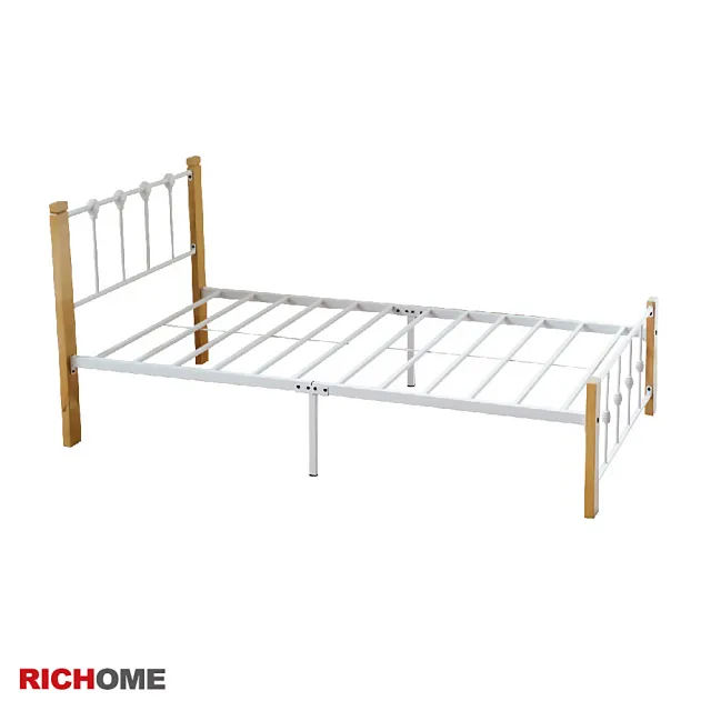 【RICHOME】莉比3.5呎單人床/單人床架/鐵床/鐵管床架(實木+鐵管)