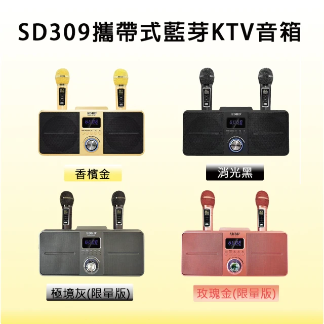 【DYD】SD309攜帶式藍牙音箱 贈防噴套(家庭KTV 無線藍牙音響 限量款)