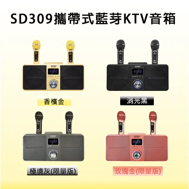 【DYD】SD309攜帶式藍牙音箱 贈防噴套(家庭KTV 無線藍牙音響 限量款)