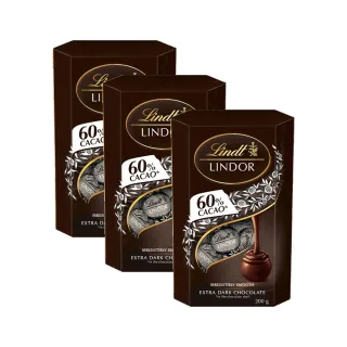 【Lindt 瑞士蓮】Lindor夾餡60%黑巧克力 200g(3入組)