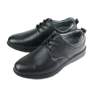 【Pelutini】經典素面軟墊綁帶休閒皮鞋 黑色(312007-BL)