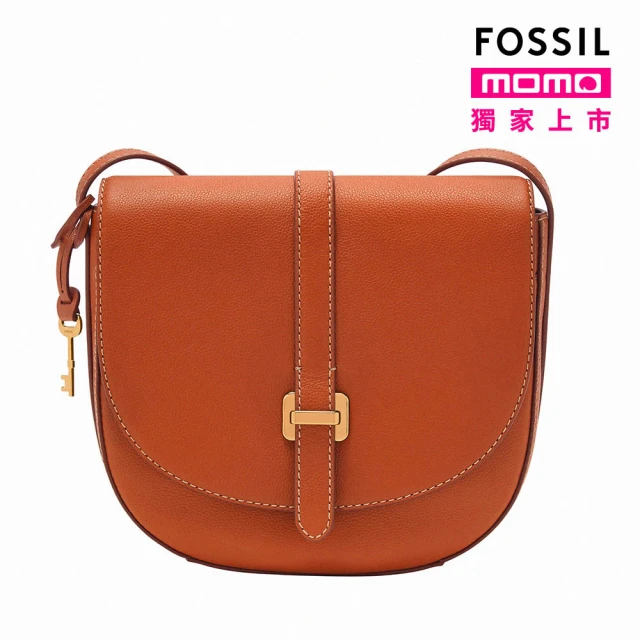 FOSSILFOSSIL Emery 真皮斜背馬鞍包-磚紅色 SHB3161619