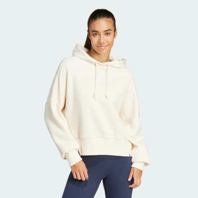 adidas 愛迪達 上衣 女款 長袖上衣 帽T 運動 國際碼 W LNG HOODIE 米 IP2284