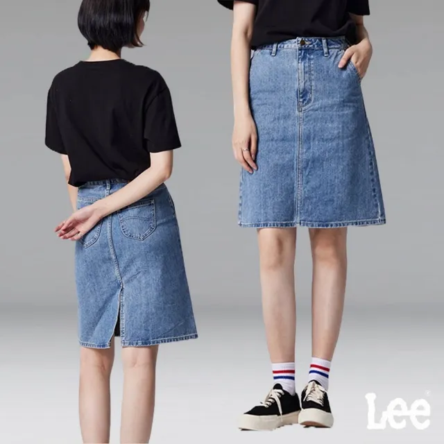 【Lee】女裝 牛仔短裙 / 後開衩 中藍洗水(LL220163AUT)