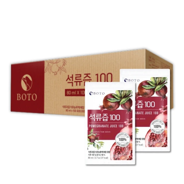 BOTO 韓國原裝進口紅石榴汁(一箱/80ml*100包)好