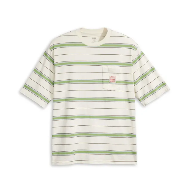 【LEVIS】LEVIS Workwear工裝系列男款寬鬆版經典220G厚磅口袋條紋短TEE 上衣 熱賣單品 A5850-0008