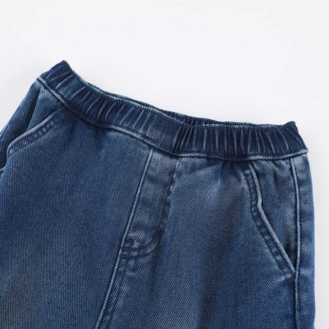 【GAP】男幼童裝 工裝束口鬆緊錐形牛仔褲-深藍色(890423)