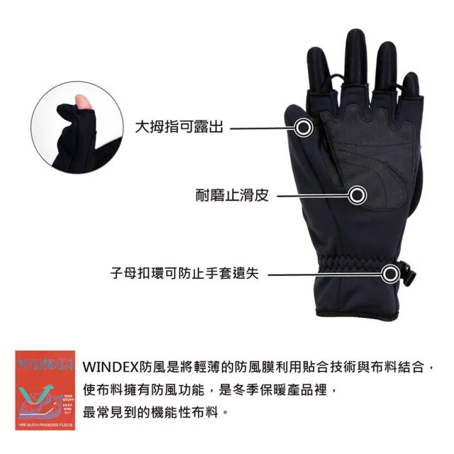 【WellFit】多功能帽蓋防潑水手套II(防風防潑水)