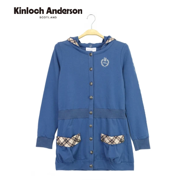 Kinloch Anderson 學院風胸章長版連帽外套 金安德森女裝(KA0265611 藍/紫)