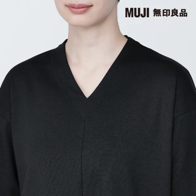 【MUJI 無印良品】女棉混二重織V領洋裝(共2色)